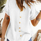 Swiss Dot Decorative Button Short Sleeve Blouse