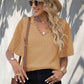 Swiss Dot Lace Trim Flutter Sleeve V-Neck Blouse