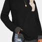Round Neck Long Sleeve Slit T-Shirt