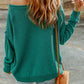 Dropped Shoulder Boat Neck Sweater Pullover with Pocket
