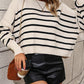 Striped Dropped Shoulder Round Neck Pullover Sweater