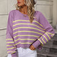 Striped Dropped Shoulder Round Neck Pullover Sweater