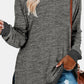 Round Neck Long Sleeve Slit T-Shirt