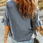 Button Front Flounce Sleeve Tee