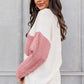 Full Size Color Block Cable-Knit Sweater