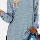 Round Neck Long Sleeve Slit T-Shirt