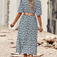 Floral Cutout Puff Sleeve Midi Dress