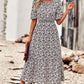Floral Cutout Puff Sleeve Midi Dress