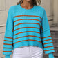 Striped Dropped Shoulder Round Neck Pullover Sweater