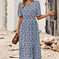 Floral Cutout Puff Sleeve Midi Dress