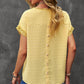 Swiss Dot Decorative Button Short Sleeve Blouse