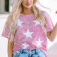 Mineral Wash Star Print Dropped Shoulder Tunic T-Shirt