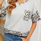Leopard Color Block Dropped Shoulder Pocket Tee