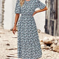 Floral Cutout Puff Sleeve Midi Dress