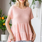 Waffle-Knit Buttoned Ruffle Hem Top