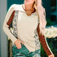 Leopard Notched Long Sleeve Top