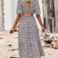 Floral Cutout Puff Sleeve Midi Dress