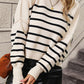 Striped Dropped Shoulder Round Neck Pullover Sweater