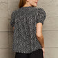 Printed Round Neck Puff Sleeve Blouse