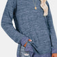 Round Neck Long Sleeve Slit T-Shirt