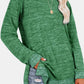 Round Neck Long Sleeve Slit T-Shirt