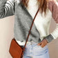 Color Block Round Neck Dropped Shoulder Pullover Sweater
