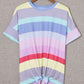Rainbow Stripe Tie-Front Tee Shirt