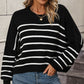 Striped Dropped Shoulder Round Neck Pullover Sweater
