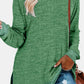Round Neck Long Sleeve Slit T-Shirt