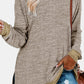 Round Neck Long Sleeve Slit T-Shirt