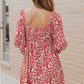 Animal Print Square Neck Balloon Sleeve Dress