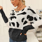 Full Size Two-Tone Boat Neck Sweater