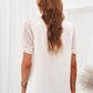 Swiss Dot Lace Trim V-Neck Short Sleeve Blouse