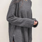 Waffle-Knit Round Neck Long Sleeve Sweatshirt