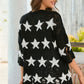 Star Pattern Round Neck Distressed Top
