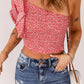 Ditsy Floral Ruffled One-Shoulder Smocked Top
