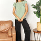 Double Take Pleated Detail Flutter Sleeve Blouse