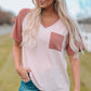 Two-Tone Raglan Sleeve V-Neck Tee