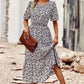 Floral Cutout Puff Sleeve Midi Dress