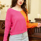 Double Take Two-Tone V-Neck Twisted Sweater