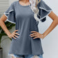 Pom-Pom Trim Flutter Sleeve Round Neck Tee