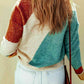 Color Block Round Neck Dropped Shoulder Pullover Sweater