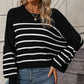 Striped Dropped Shoulder Round Neck Pullover Sweater