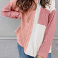 Full Size Color Block Cable-Knit Sweater