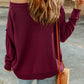 Dropped Shoulder Boat Neck Sweater Pullover with Pocket