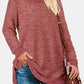 Round Neck Long Sleeve Slit T-Shirt