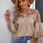 Embroidered Tie-Neck Puff Sleeve Blouse