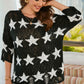 Star Pattern Round Neck Distressed Top