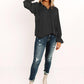 Swiss Dot Tie Neck Flounce Sleeve Blouse
