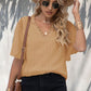 Swiss Dot Lace Trim Flutter Sleeve V-Neck Blouse